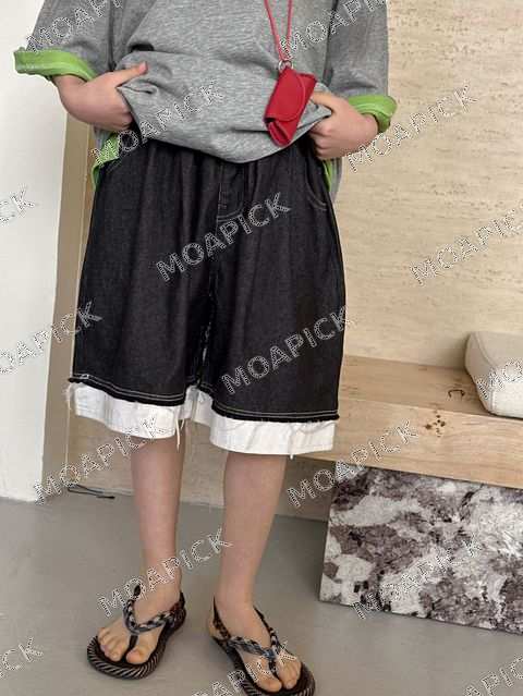 생지배색하프팬츠