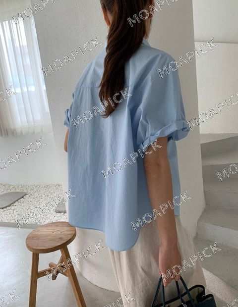 내추럴소매꼬임셔츠