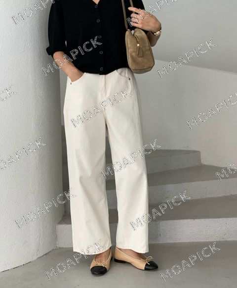 뒷밴딩로우크림투절개팬츠