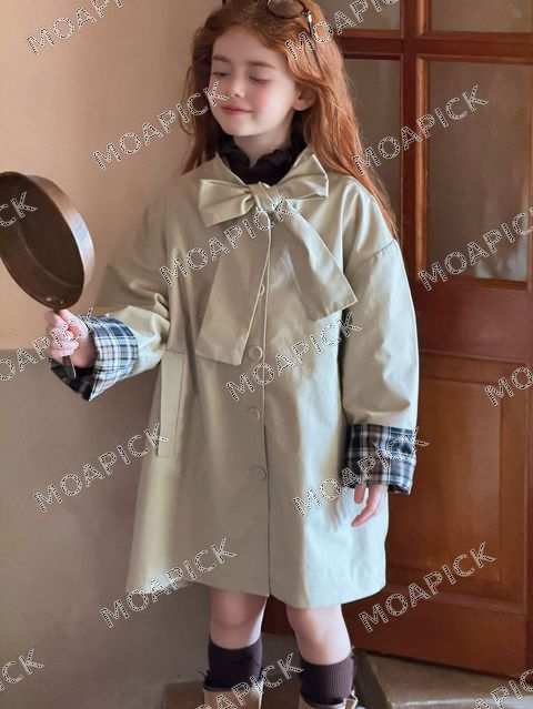 비비왕리본체크트렌치코트