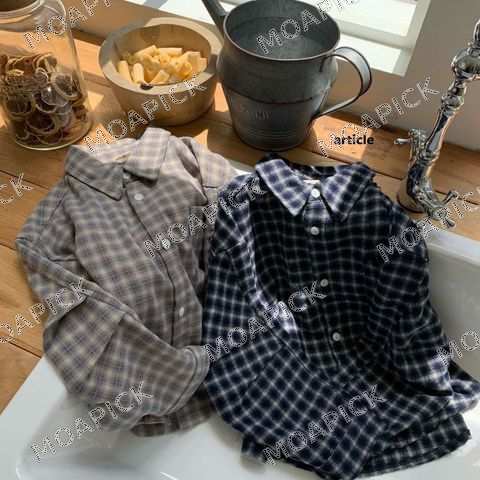 체크피치핀턱남방