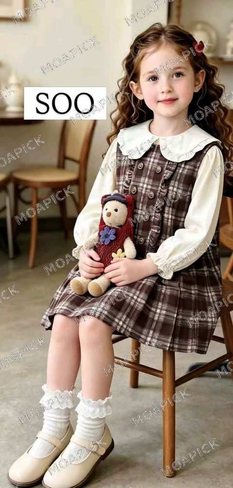 두줄버튼체크원피스