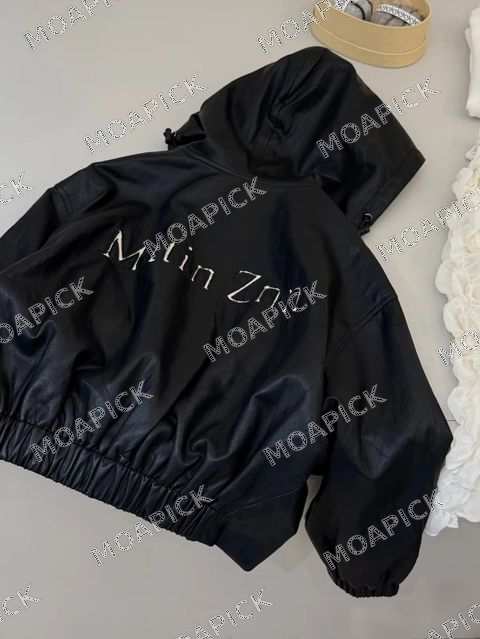 레더후드집업자켓
