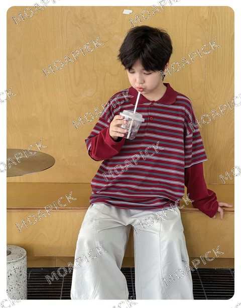 레드단가라레이어드카라티셔츠