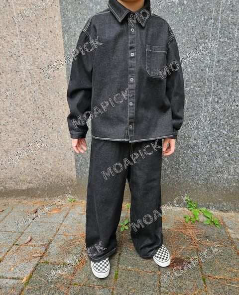 흑청데님일자팬츠