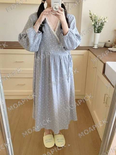 히든플라워(랩)원피스가운