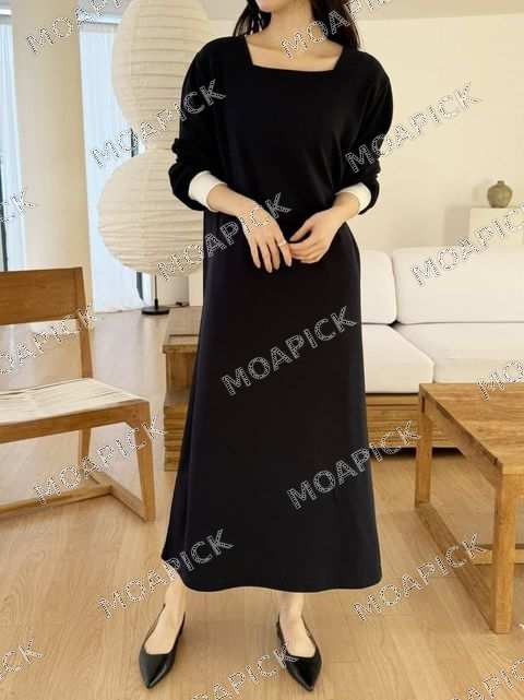 네모배색롱원피스