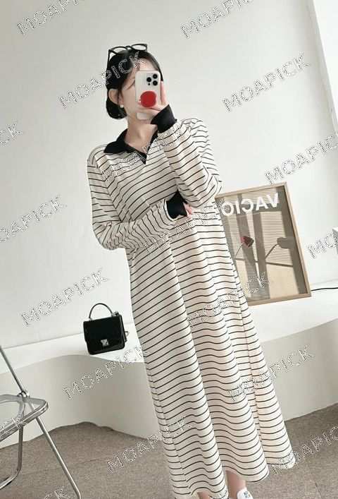단카라배색롱원피스