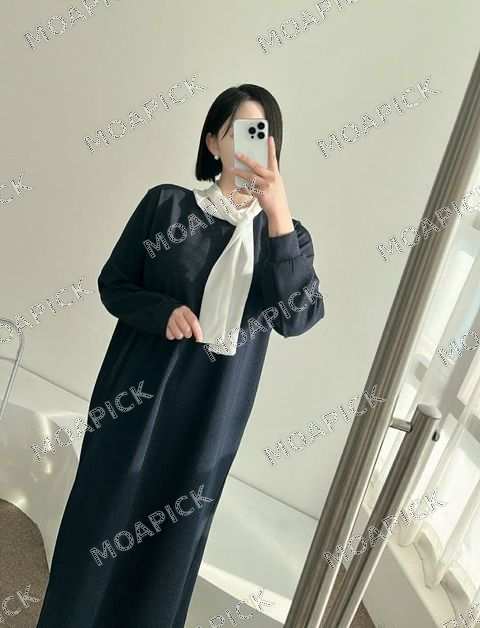 타이배색롱원피스