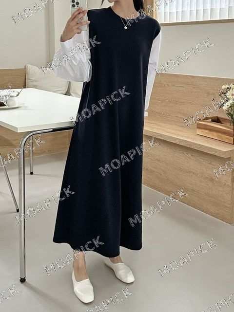 퍼프배색롱원피스