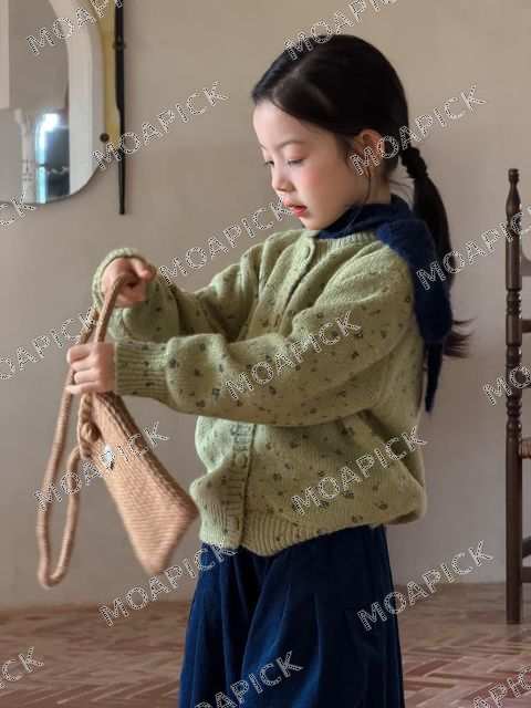 말차잔꽃가디건